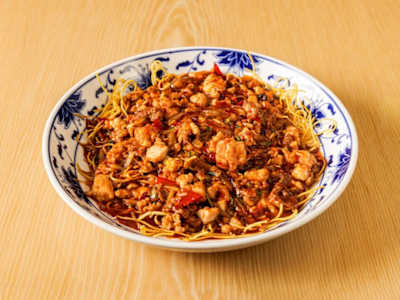 Tagliolini fritti con trittico misto