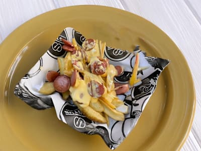 Patate con Würstel, formaggio o Cheddar
