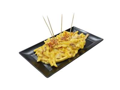 Patatine con Salsa Cheddar e Granella di Pistacchio