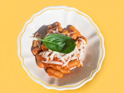 Gnocchetto Sardo al Pomodoro del Piennolo del Vesuvio, pecorino Val D'Orcia e basilico