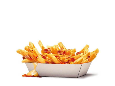 Bacon king fries con cheddar sauce e bacon bits