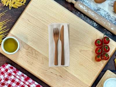 Kit di posate: forchetta, coltello e tovagliolo
