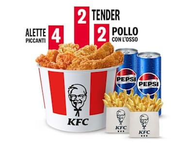 Menu 4 Alette piccanti + 2 Tender Croccanti + 2 Pezzi di pollo con l'osso