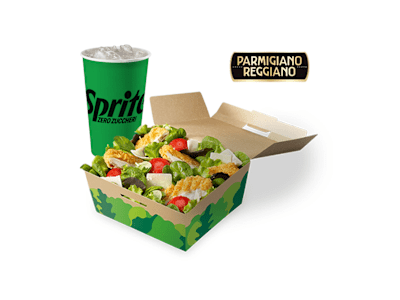 Menu Insalata pollo croccante e Parmigiano Reggiano