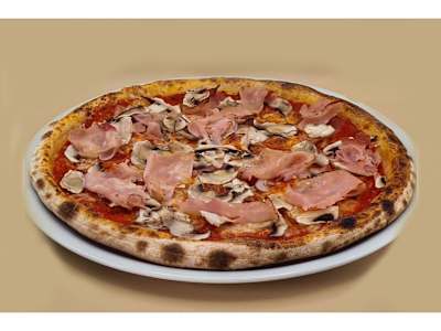 Pizza prosciutto e funghi champignon